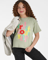 Girls Trust Yourself Cotton T-Shirt | Mint - Remint Kids Fashion