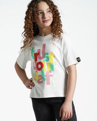 Girls Trust Yourself Cotton T-Shirt | Off-White - Remint Kids Fashion