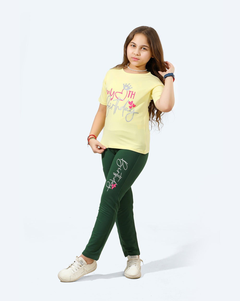 Girls My Birthday Legging Set | Light Yellow - Remint Kids Fashion