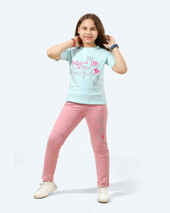 Girls My Birthday Legging Set | Aqua - Remint Kids Fashion