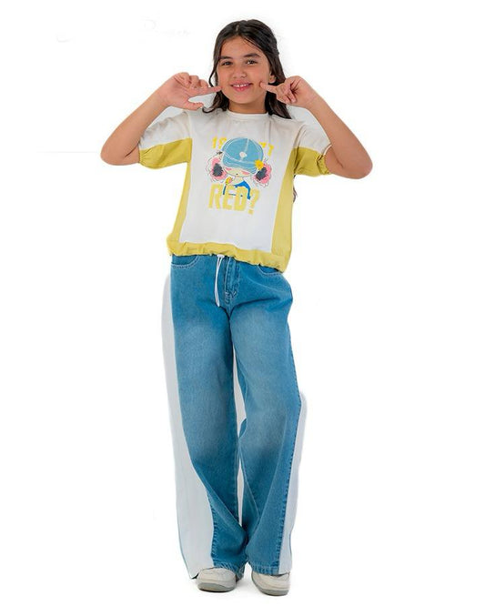 Girls Graphic Print Casual T-Shirt | Kiwi - Remint Kids Fashion