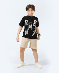 Boys Remint Graffiti Statement Shorts Set | Black - Remint Kids Fashion