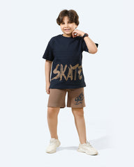 Skate Graphic Boys Summer Set | Dark Blue - Remint Kids Fashion