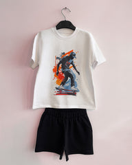 Boys Urban Skater Summer Shorts Set | Black - Remint Kids Fashion