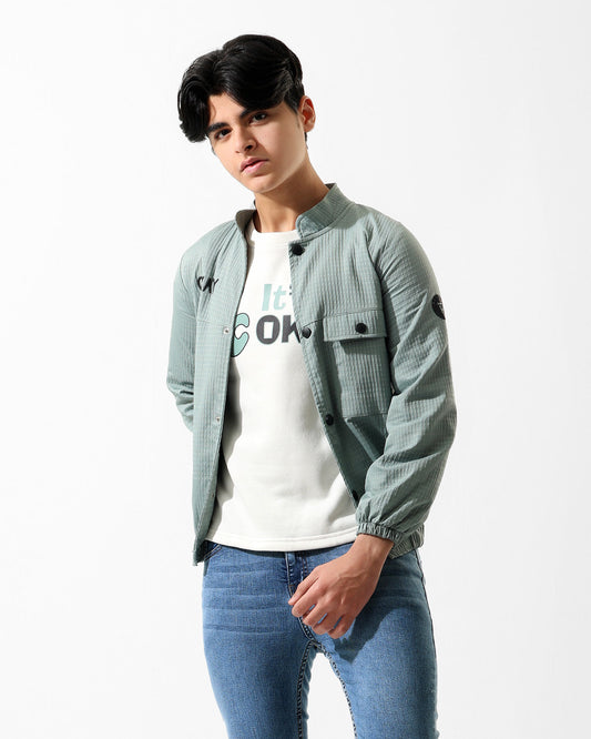 Text Graphic Jacket & T-Shirt Set | Mint - Remint Kids Fashion