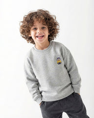 Boys Minions Patch Sweatshirt | Grey - Remint Kids Fashion