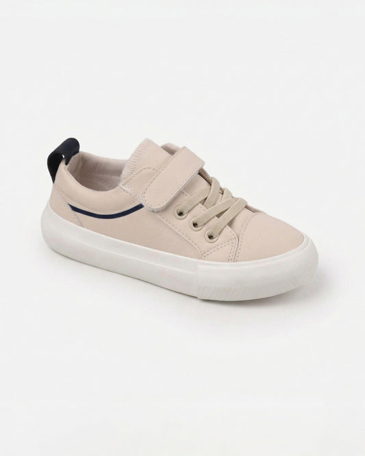 Boys Casual Velcro Strap Sneakers | Beige - Remint Kids Fashion