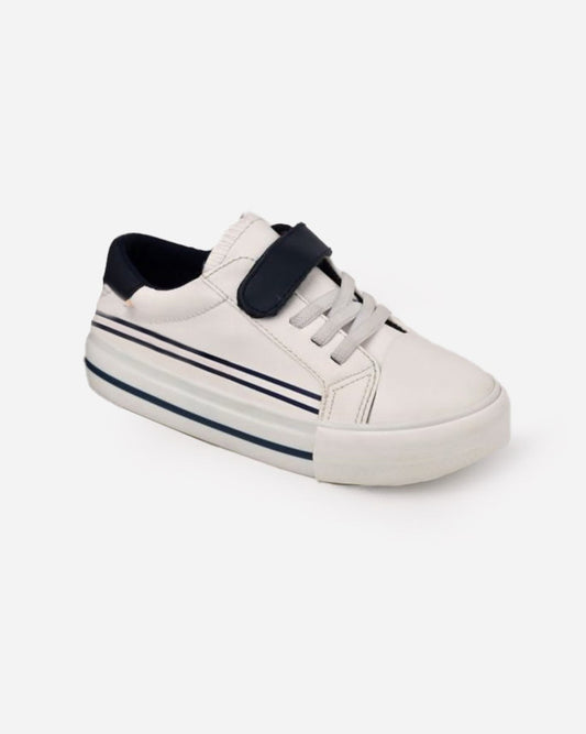 Boys Classic Velcro Strap Sneakers | White - Remint Kids Fashion