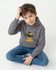 Boys Daffy Duck Who Cares Hoodie | Grey - Remint Kids Fashion