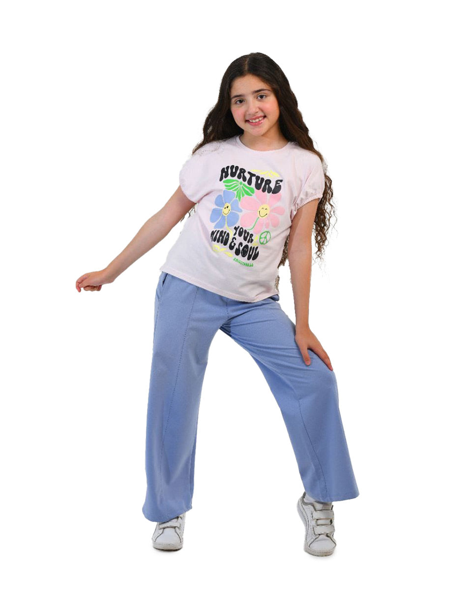 Girls Nurture Your Mind & Soul Graphic Set | Rose Pink - Remint Kids Fashion