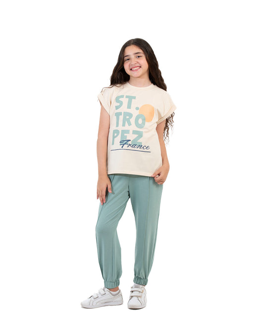 Girls St. Tropez France Graphic Set | Mint - Remint Kids Fashion