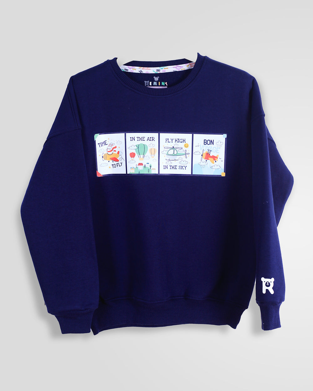 Cozy Graphic Sweatshirt | Dark Blue - Remint Kids Fashion