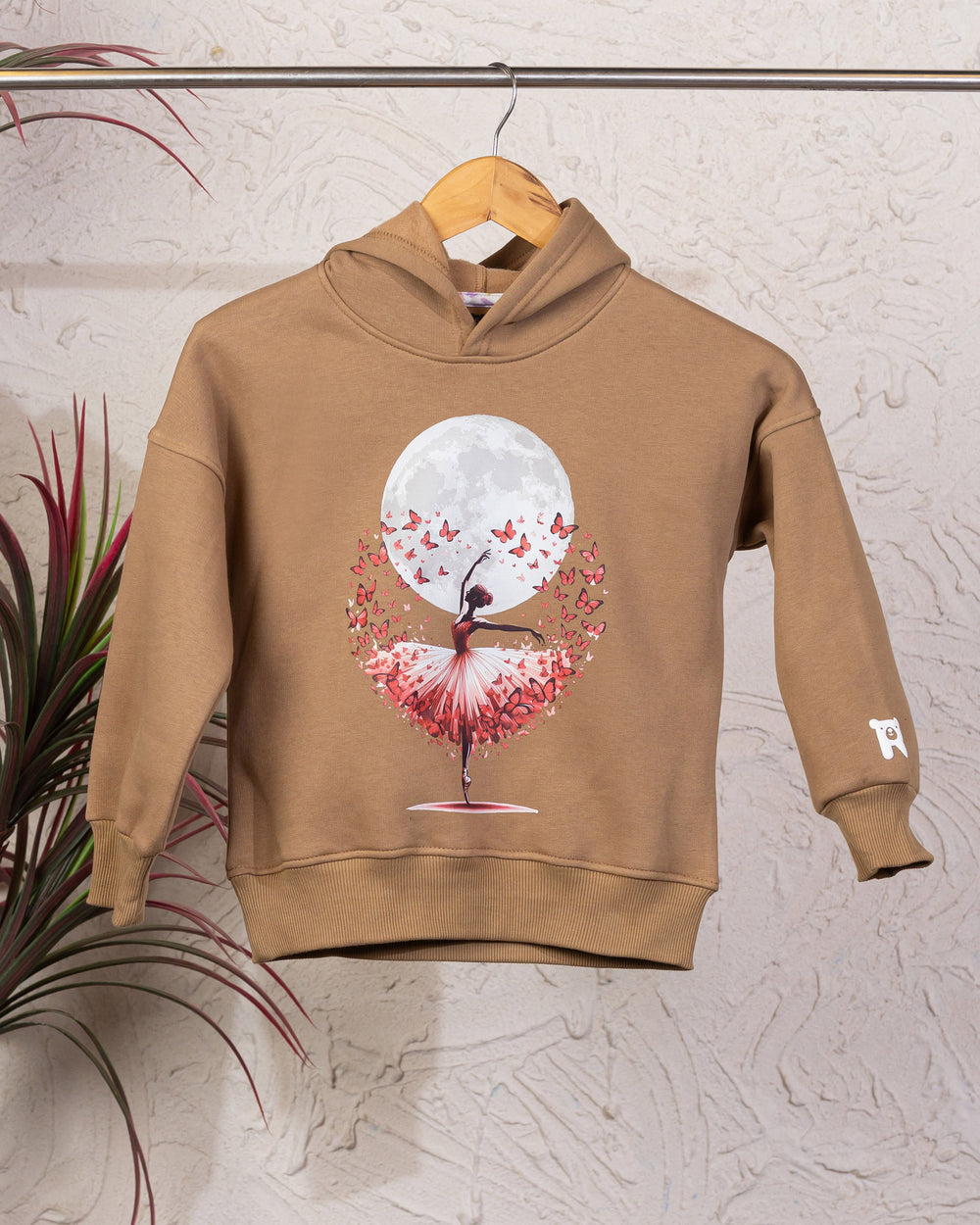 Cozy Graphic Hoodie | Camel - Remint Kids Fashion