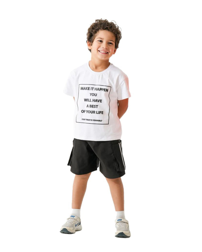 Boys Motivational Graphic Set | Off-White - Remint Kids Fashion