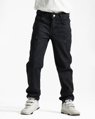 Boys Relaxed Fit Distressed Jeans | Black Wash - Remint Kids Fashion