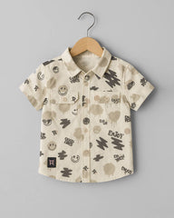 Boys Playful Graphic Collared Shirt