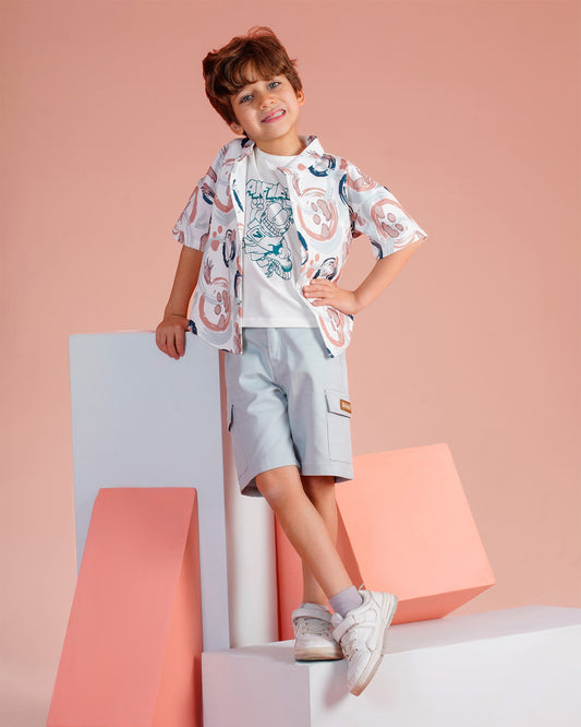 Boys Garfield Summer 3-Piece Set | Tangerine - Remint Kids Fashion