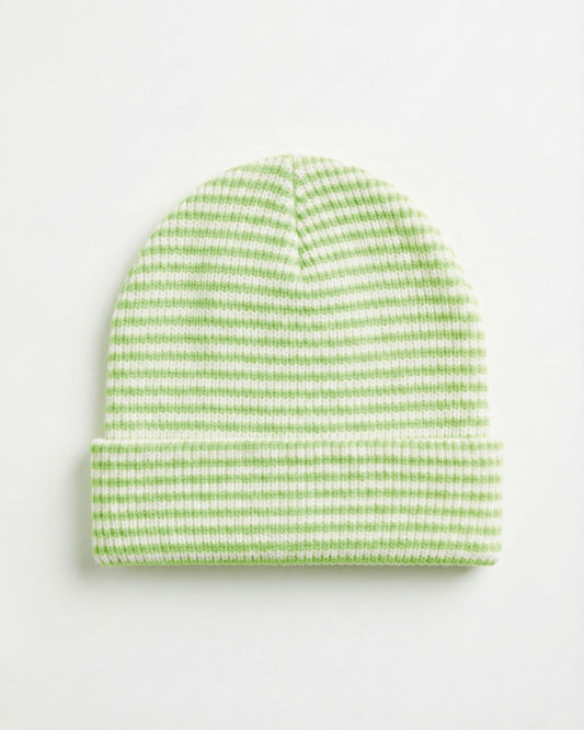 Striped Knit Beanie - Red | Light Green - Remint Kids Fashion