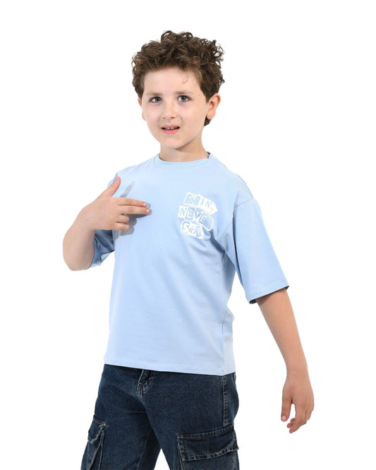 Boys Grind Never Stop Graphic T-Shirt | Sky Blue - Remint Kids Fashion