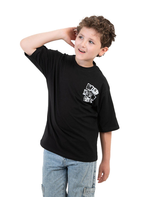 Boys Grind Never Stop Graphic T-Shirt | Black - Remint Kids Fashion
