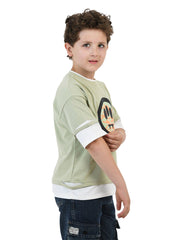 Boys Barrow Smiley Graphic T-Shirt | Light Green - Remint Kids Fashion