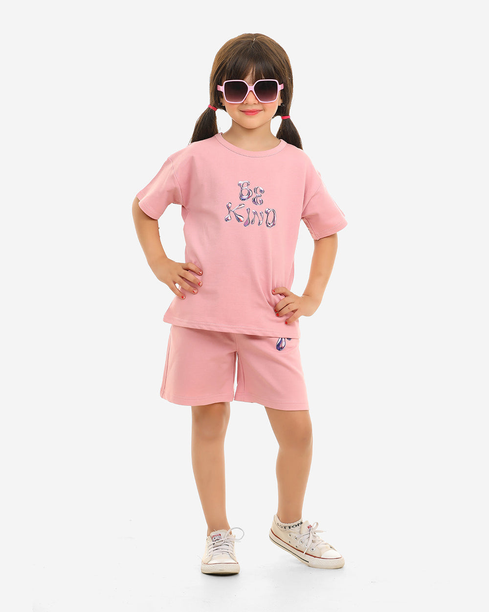 Girls "Be Kind" Summer Shorts Set | Cashmere - Remint Kids Fashion