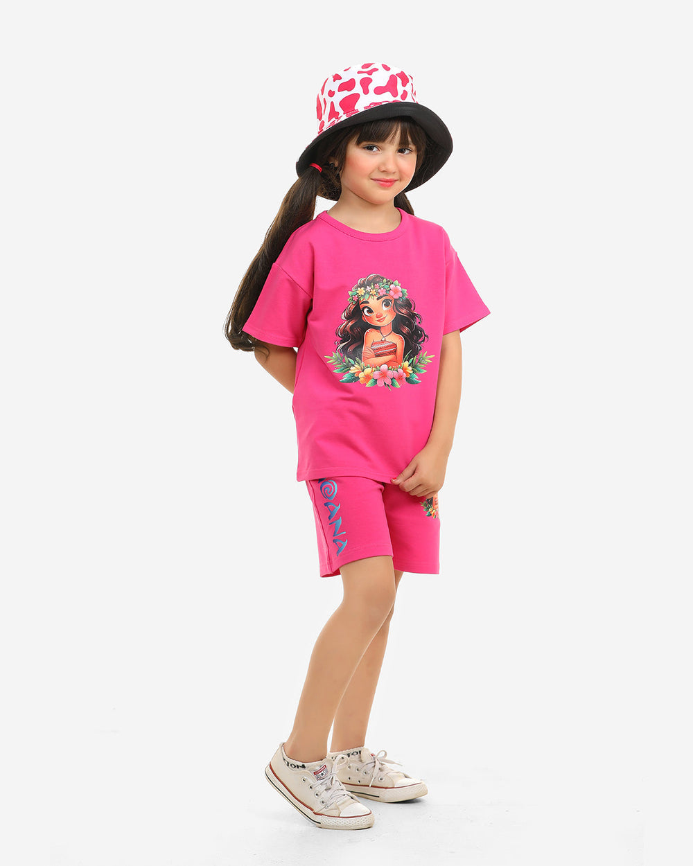 Girls "Moana Vibes" Summer Shorts Set | Pink - Remint Kids Fashion
