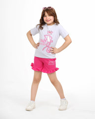 Girls Pink Panther Summer Frill Shorts Set
