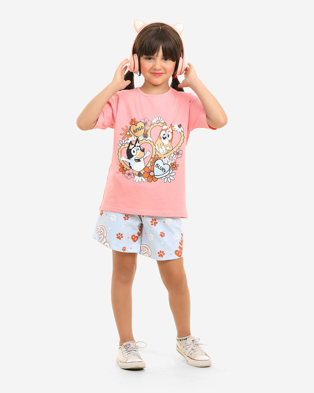 Girls "Bingo & Bluey" Summer Shorts Set | Rose Pink - Remint Kids Fashion