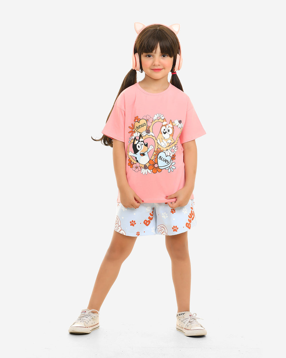 Girls "Bingo & Bluey" Summer Shorts Set | Rose Pink - Remint Kids Fashion