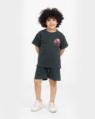 Boys Spider Hero Summer Set | Dark Grey - Remint Kids Fashion