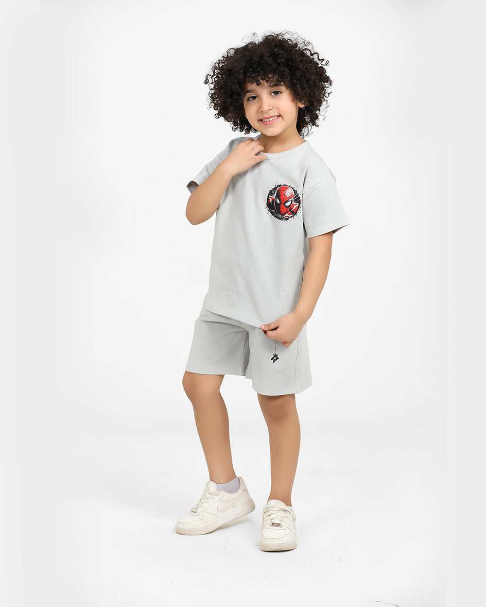 Boys Spider Hero Summer Set | Grey - Remint Kids Fashion