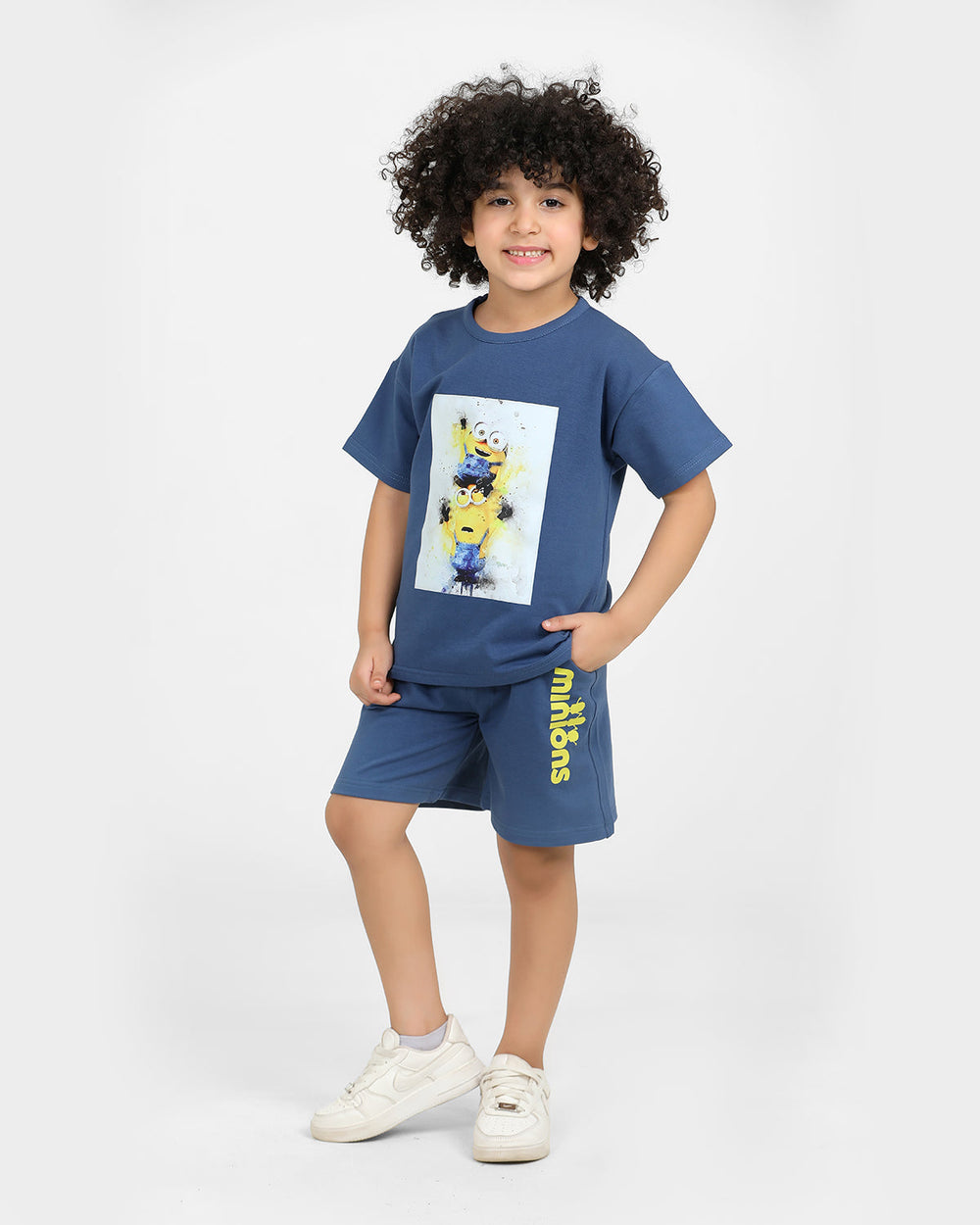 Boys Minion Stack Summer Set | Steel Blue - Remint Kids Fashion