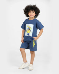 Boys Minion Stack Summer Set | Steel Blue - Remint Kids Fashion