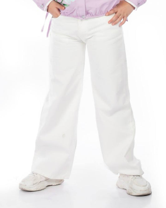 Girls Wide-Leg Casual Pants | Off-White - Remint Kids Fashion