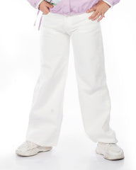 Girls Wide-Leg Casual Pants | Off-White - Remint Kids Fashion