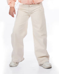 Girls Wide-Leg Casual Pants | Beige - Remint Kids Fashion