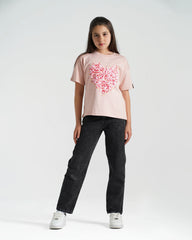 Girls Heart Confetti Cotton T-Shirt | Cashmere - Remint Kids Fashion