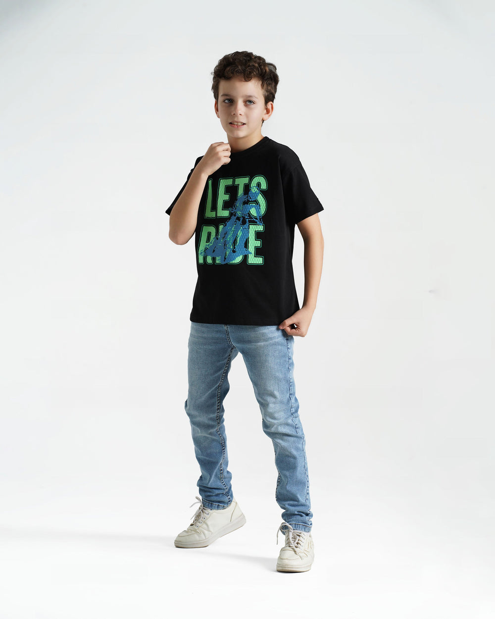 Boys Let's Ride Motorcycle Graphic T-Shirt | Black - Remint Kids Fashion