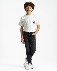 Boys Summer Party Pocket Graphic T-Shirt | Off-White - Remint Kids Fashion