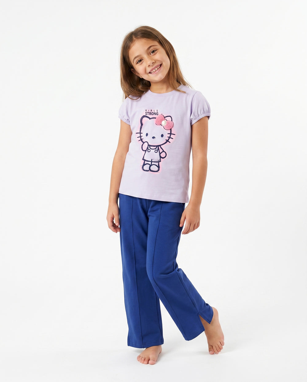 Girls Hello Kitty Puff Sleeve Set | Light Lilac - Remint Kids Fashion