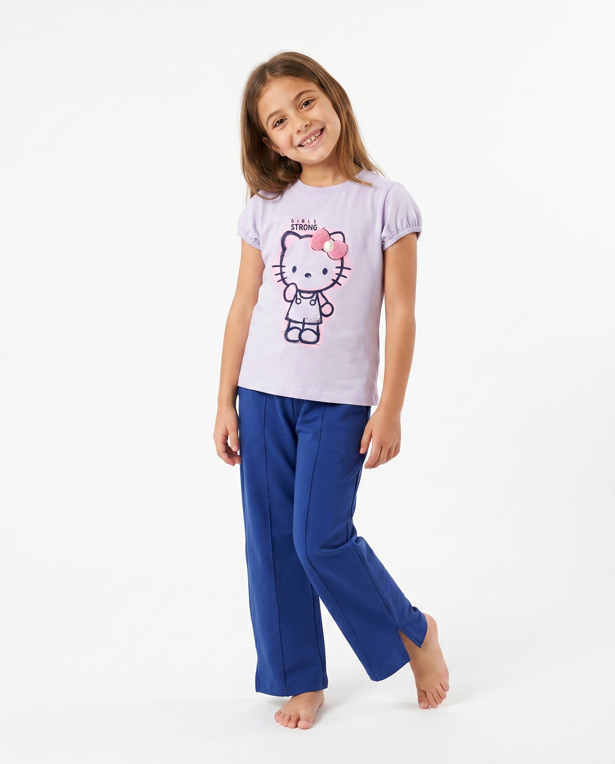 Girls Hello Kitty Puff Sleeve Set | Light Lilac - Remint Kids Fashion