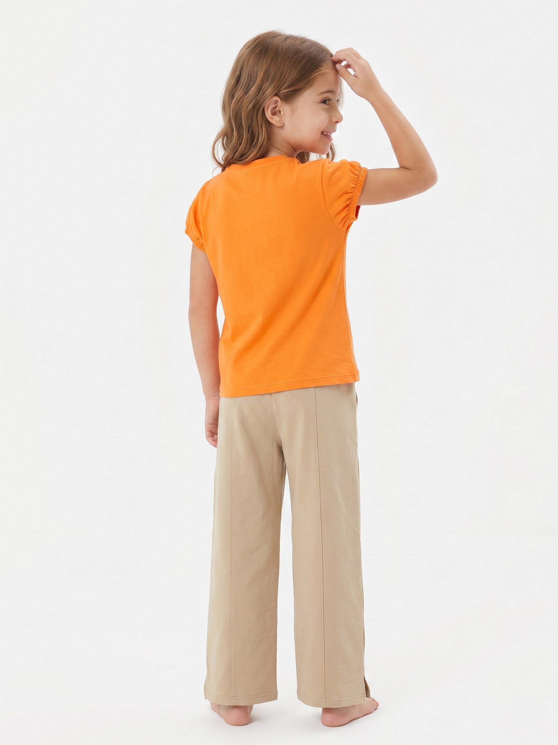 Girls Hello Kitty Puff Sleeve Set | Orange - Remint Kids Fashion