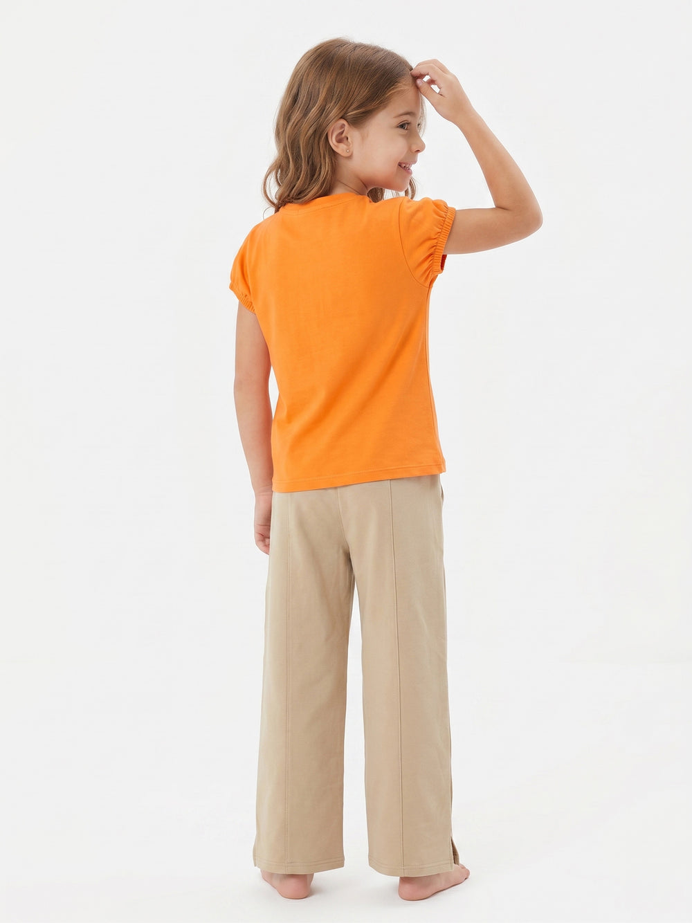 Girls Hello Kitty Puff Sleeve Set | Orange - Remint Kids Fashion