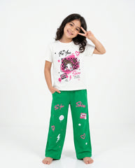 Girls Be You Graphic Set | Green - Remint Kids Fashion