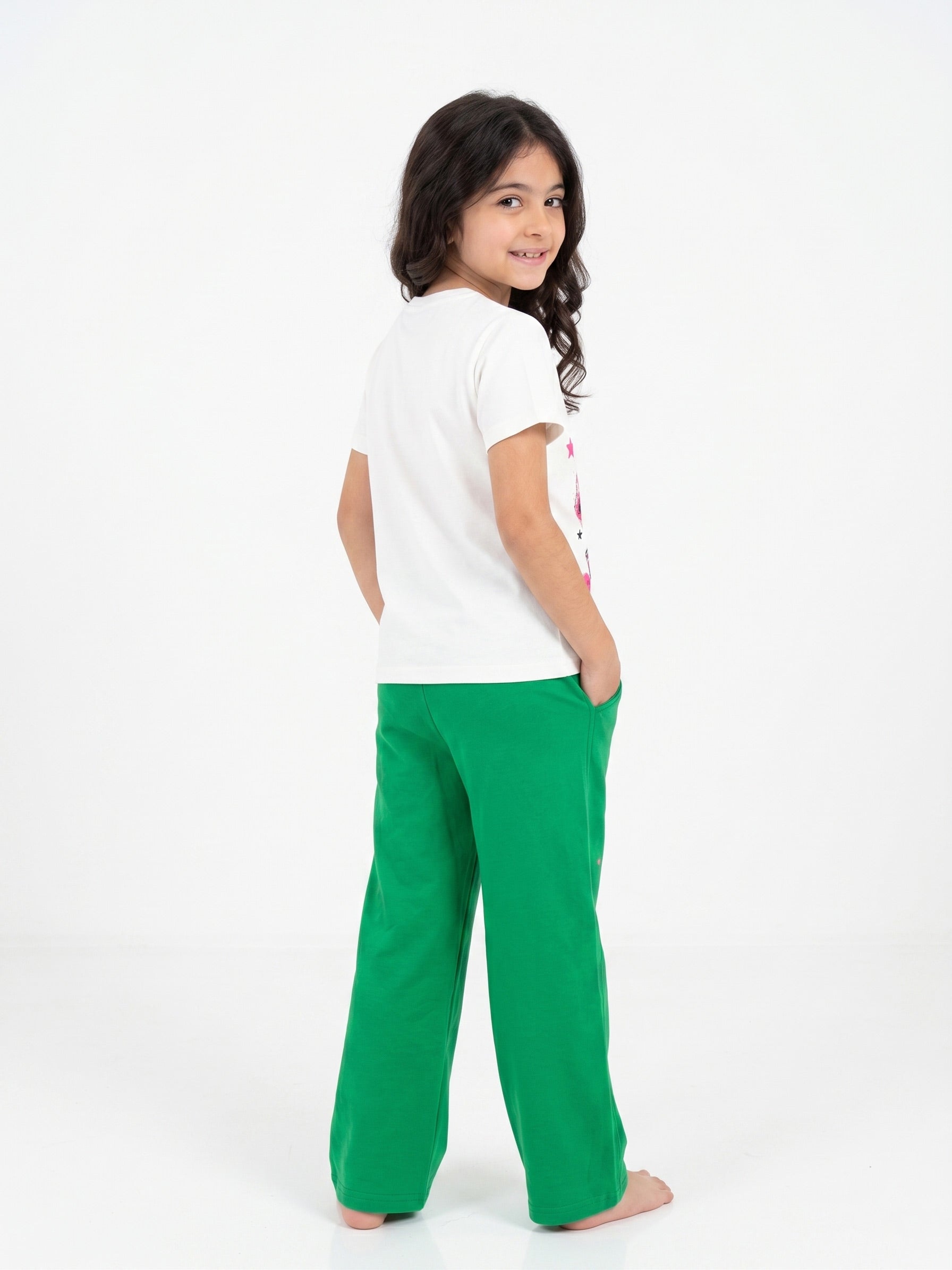 Girls Be You Graphic Set | Green - Remint Kids Fashion