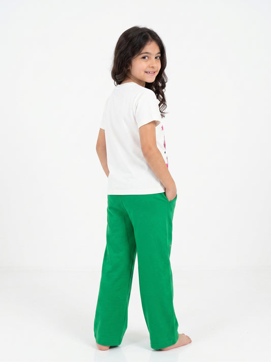 Girls Be You Graphic Set | Green - Remint Kids Fashion