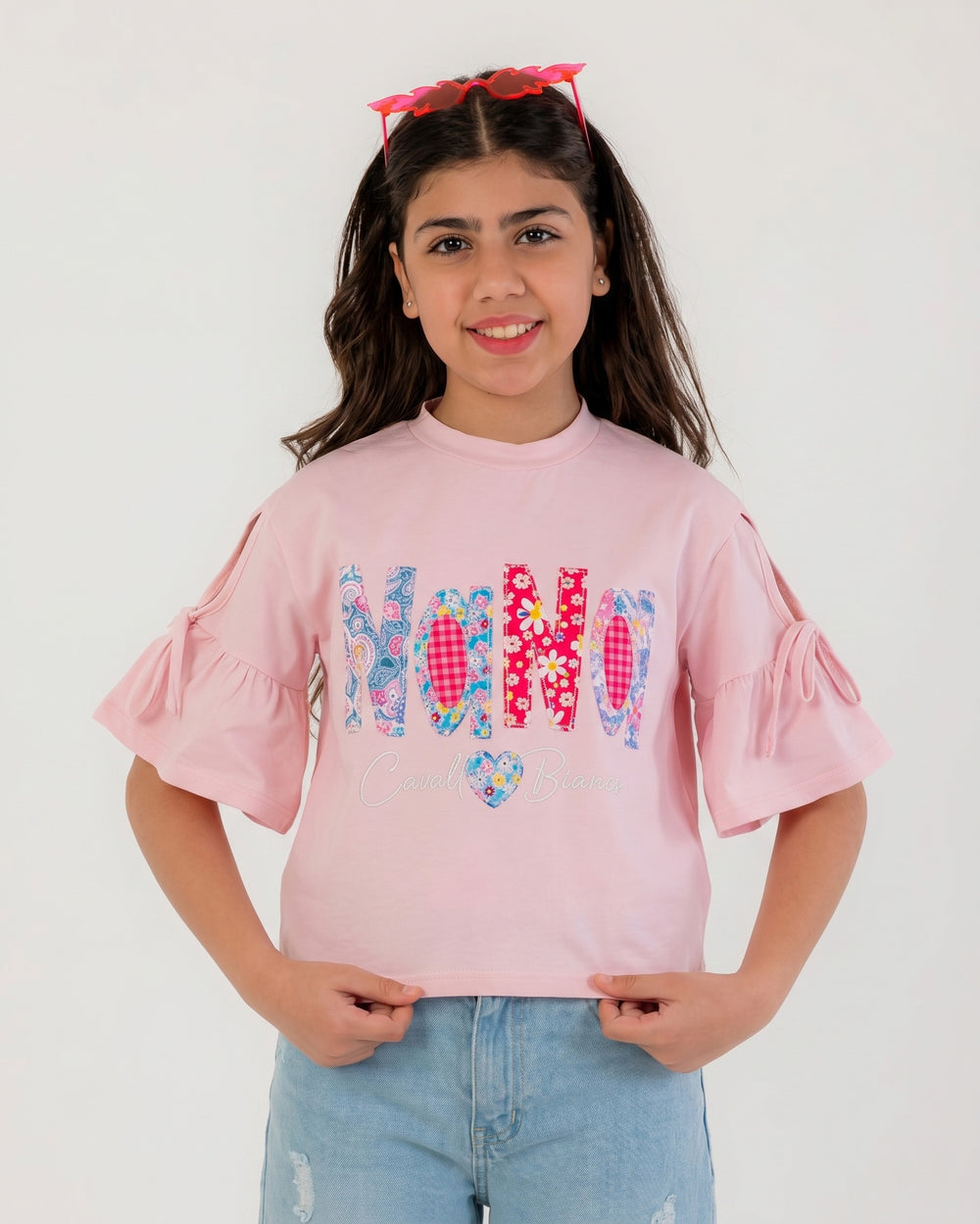 Girls “Hello” Graphic Ruffle Sleeve T-Shirt | Rose Pink - Remint Kids Fashion