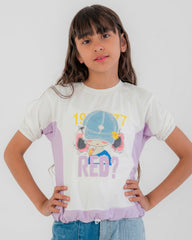 Girls Graphic Print Casual T-Shirt | Light Lilac - Remint Kids Fashion