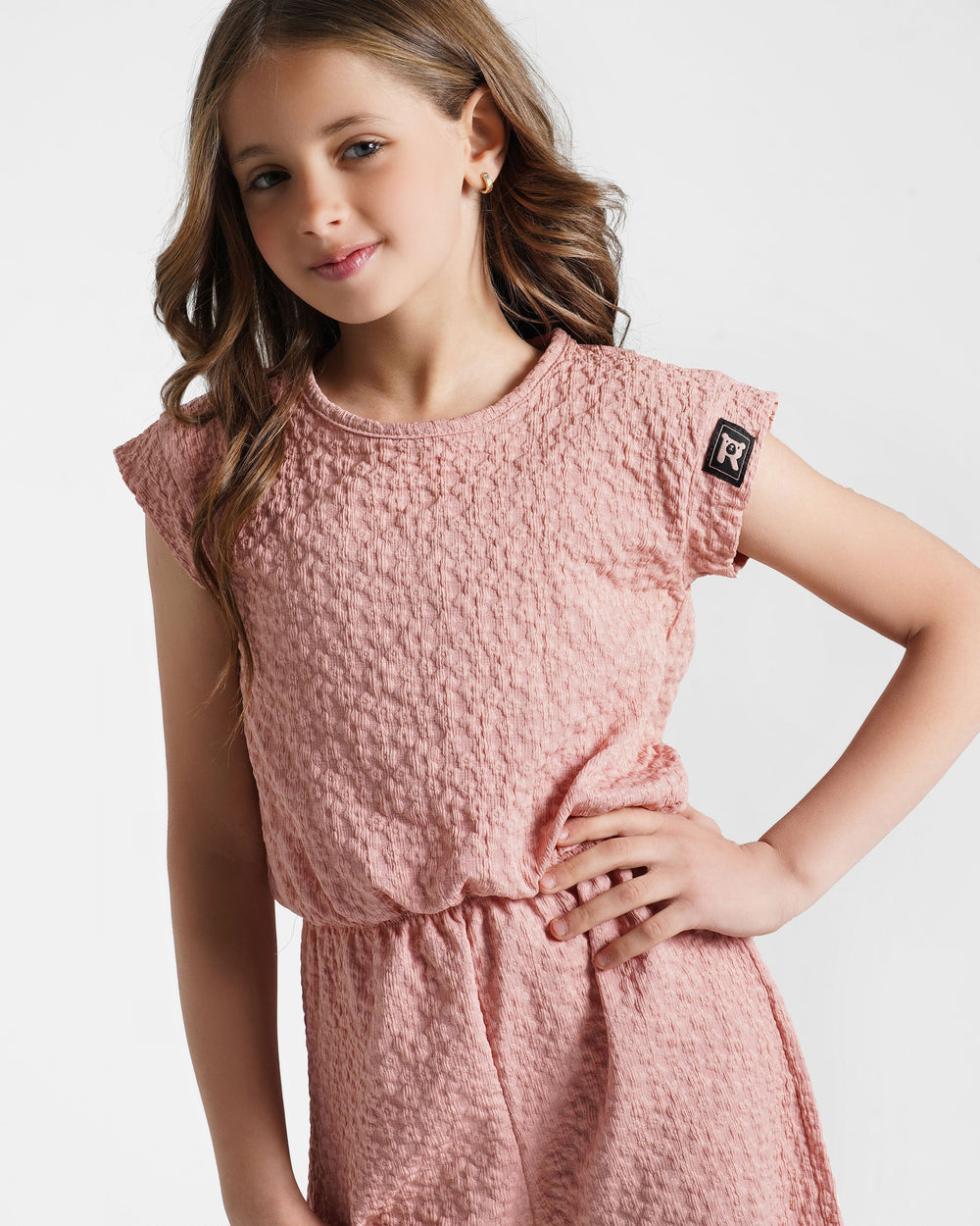 Girls Textured Elegance Jumpsuit | Cashmere - Remint Kids Fashion